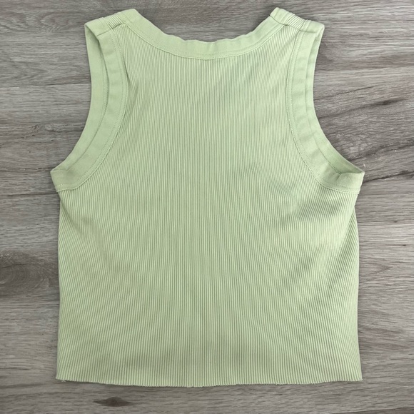 John Galt Brandy Melville Light Green Ribbed Cropped Tank Top - Picture 3 of 3